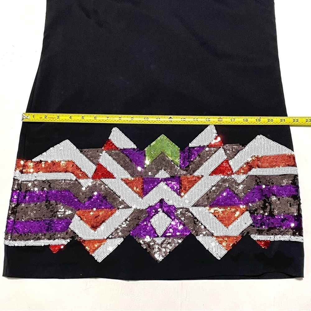 BeBe Woman Black Sequin Embellished Shift Dress Robe Tube Size L - Picture 12 of 16